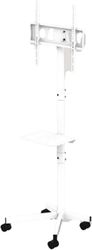 gembird tv floor stand tilt with caster wheels 32 55 white tvs 55t 03 w