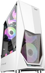 armaggeddon atx matx pc casing with 3xargb fans white tritron1 w photo