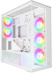 arctic xtender white transparent window with gpu vertical mount mid tower case w a rgb fans photo