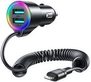 car charger joyroom jr cl25 2x usb lightning cable black photo