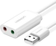 ugreen us205 external sound card 2x jack 35mm white photo ugreen us205 external sound card 2x jack 35mm white photo