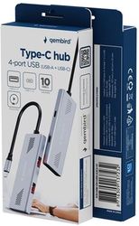 gembird 4 port a c usb32 gen2 type c hub silver uhb cm u310 a2c2 01