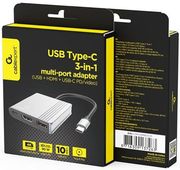cablexpert type c 3in1 multi port adapter usb port hdmi type c video space grey a cm combo3 05