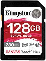 kingston sdr2v6 128gb canvas react plus v60 128gb sdxc c10 uhs ii u3 photo