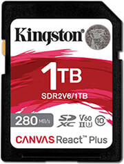 kingston sdr2v6 1tb canvas react plus v60 1tb sdxc c10 uhs ii u3 photo