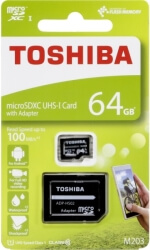 toshiba m203 64gb micro sdxc uhs i 100mb s with sd card adapter photo