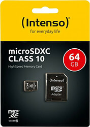 intenso 3413490 micro sdxc 64gb class 10 with adapter photo