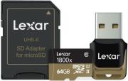 lexar professional 1800x micro sdxc 64gb uhs ii class 3 usb 30 reader adapter photo