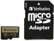 verbatim 44034 pro plus micro sdxc 64gb uhs i v30 u3 class 10 with adapter photo