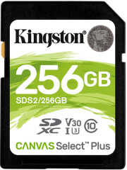 kingston sds2 256gb 256gb sdxc canvas select plus 100r c10 uhs i u3 v30 photo