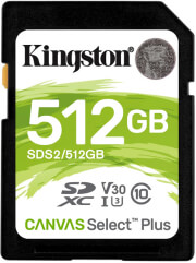 kingston sds2 512gb 512gb sdxc canvas select plus 100r c10 uhs i u3 v30 photo