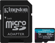 kingston sdcg3 256gb canvas go plus 256gb micro sdxc class 10 uhs i u3 v30 a2 sd adapter photo