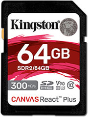 kingston sdr2 64gb canvas react plus 64gb sdxc class 10 uhs ii u3 v90 photo