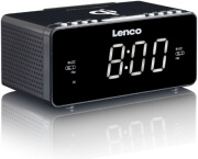 lenco cr 550 stereo clock radio with wireless qi and usb charger black photo