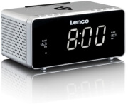 lenco cr 550 stereo clock radio with wireless qi and usb charger silver photo