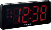 lenco cr 30bk clock radio with red 3 inch leds black photo