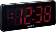 lenco cr 30bk clock radio with red 3 inch leds black photo