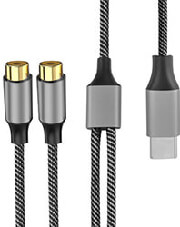 4smarts active audio cable matchcord usb c to 2 cinch socket 20cm textile black photo