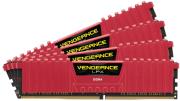 ram corsair cmk16gx4m4b3000c15r vengeance lpx red 16gb 4x4gb ddr4 3000mhz quad channel kit photo