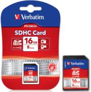 verbatim 43962 premium sdhc class 10 16gb photo