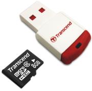 transcend ts8gusdhc6 p3 8gb micro sd hc class 6 with p3 card reader photo