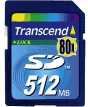 transcend secure digital 512mb 80x ultra photo