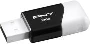 pny pfd32gcom ge compact attache 32gb usb20 flash drive white black photo