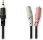nedis cagp22150bk02 headset audio cable 35mm male 2x 35mm female 02m black photo