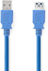 nedis ccgp61010bu20 usb 30 cable a male a female 2m blue photo