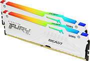 ram kingston kf556c36bweak2 64 fury beast white rgb 64gb 2x32gb ddr5 5600mhz cl36 expo dual kit photo