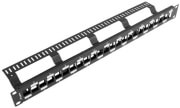 lanberg patch panel blank 24 port 1u staggered with organizer for keystone modules black photo