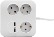 rev powerquad 3 fold 2x usb white multiple socket outlet photo