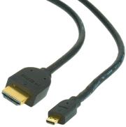 cablexpert cc hdmid 10 hdmi cable male to micro d male gold plated 3m black photo