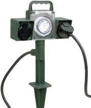 rev 2 way garden spike with timer ip44 with child protection green photo
