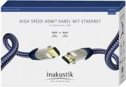 in akustik premium 1080p hdmi cable with ethernet gold plated 10m blue silver photo