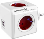 allocacoc powercube original extended 4ac type f 2 usb ports red photo