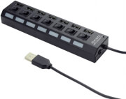 gembird uhb u2p7 03 usb 20 powered 7 port hub with switches black photo