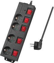 logilink lps251 socket outlet 4 way with 5 switches 15m black photo