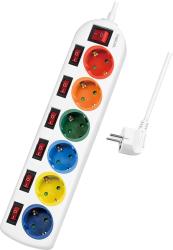 logilink lps259 socket outlet 6 way with 7 switches 15m multicolor photo