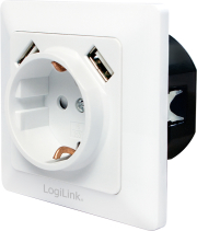 logilink pa0162 2 port usb wall outlet with 1x safety socket photo