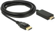 delock 85318 cable displayport 12 male high speed hdmi a m passive 4k 30 hz 3 m black photo