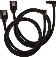 corsair diy cable premium sleeved sata data cable set 90 connectors black 60cm photo