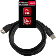 speedlinksl 4419 bk play charge usb extension cable 3m black photo
