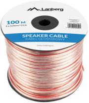 lanberg transparent speaker cable 2x40mm 100m photo