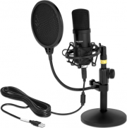 delock 66300 professional usb condenser microphone set for podcasting and gaming photo