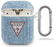 guess case denim triangle for apple airpods gen 1 apple airpods gen 2 light blue guaca2tpujullb photo