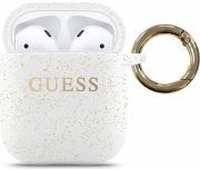guess cover silicone for apple airpods gen 1 apple airpods gen 2 white guaccsilglwh photo