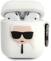 karl lagerfeld cover karl head for apple airpods gen 1 apple airpods gen 2 white klaccsilkhwh photo