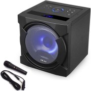 akai abts k6 portable speaker bluetooth karaoke usb led micro sd aux in aux out mic 30 w photo
