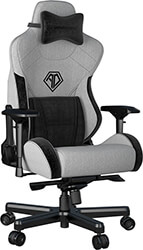 anda seat gaming chair t pro ii light grey black fabric with alcantara stripes photo